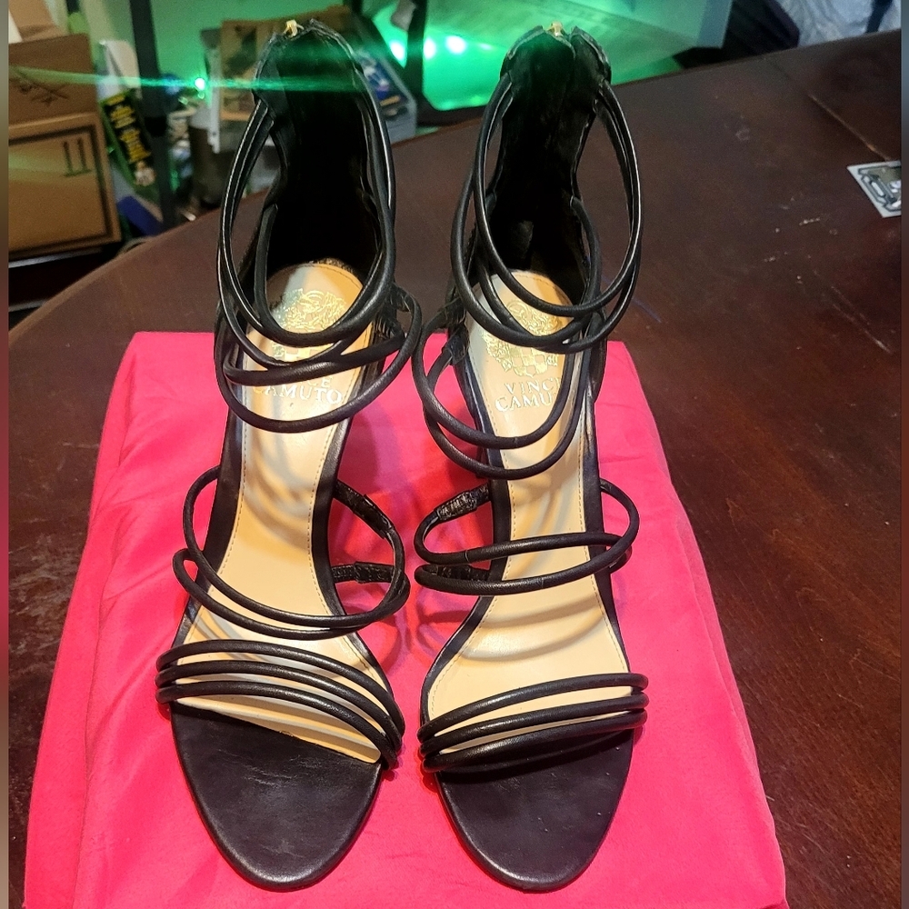 Vince Camuto Black Strappy Stiletto Heels